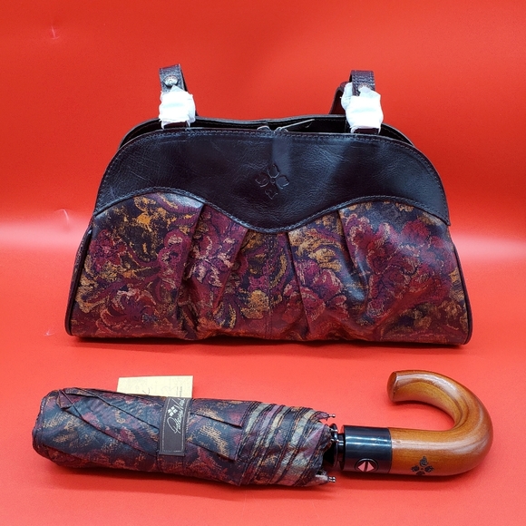 ❤️Patricia Nash Set Macellara Leather Satchel Shoulder Bag and Magliano Umbrella
